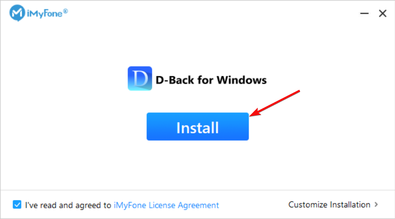 Установка приложения iMyFone D-Back