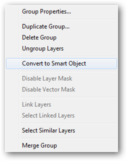 Группа слоёв преобразована в Smart Object в панели слоёв