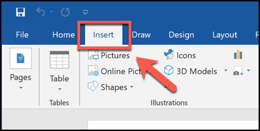 Вкладка «Вставка» в Microsoft Word