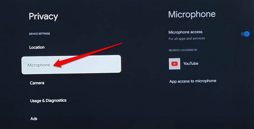 Настройки микрофона Android TV