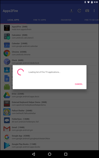 Скриншот списка локальных приложений в Apps2Fire