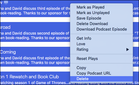 Выделение нескольких эпизодов для удаления в iTunes