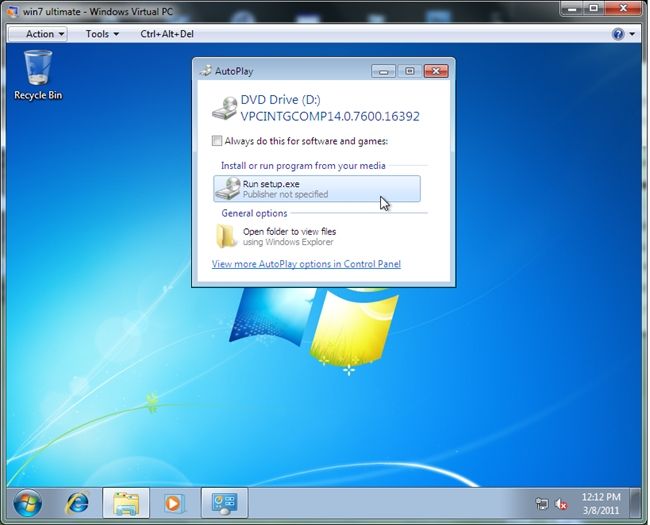 Виртуальный DVD-диск с установочными файлами Integration Components