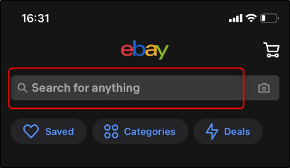 Строка поиска в мобильном приложении eBay