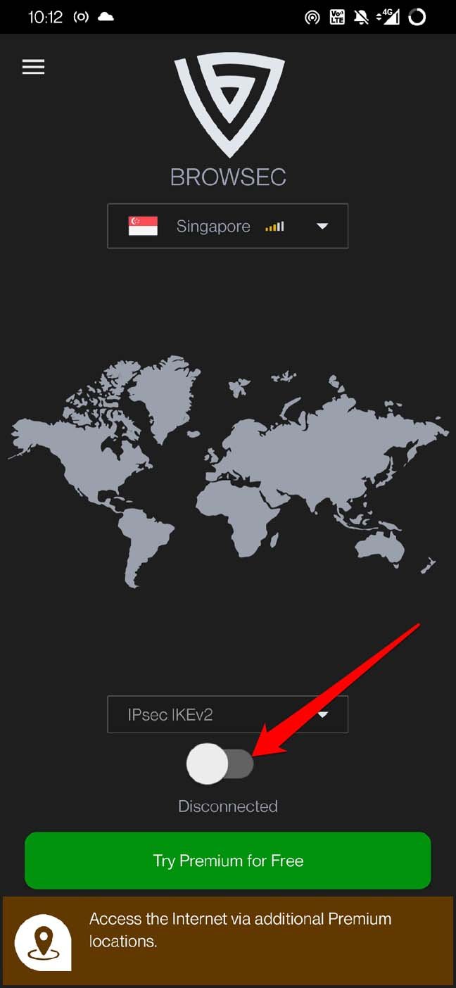 Выключение VPN в приложении на Android.