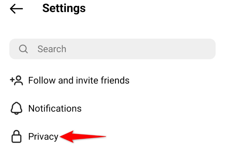 Выберите «Конфиденциальность».