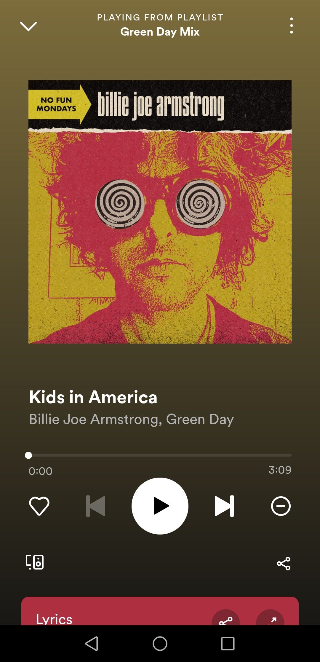 Экран скрытия песни в Spotify — Android