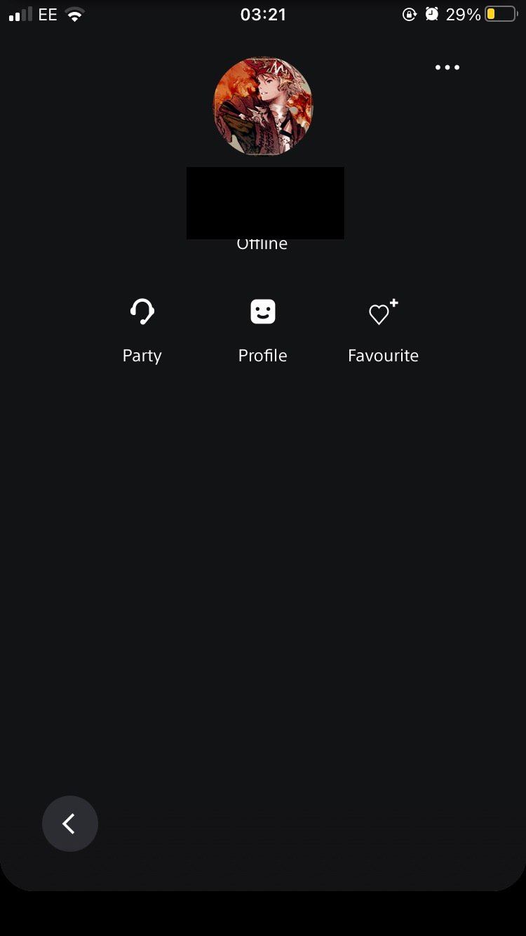 Предпросмотр профиля пользователя в приложении PlayStation