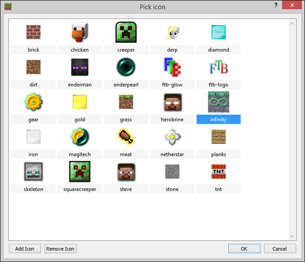 Выбор иконки инстанса
