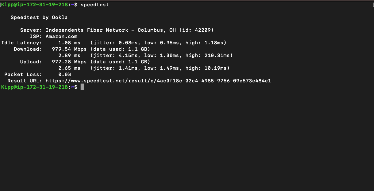 Запуск Speedtest CLI на Ubuntu.