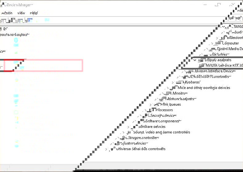 Checking GPU model in Device Manager.