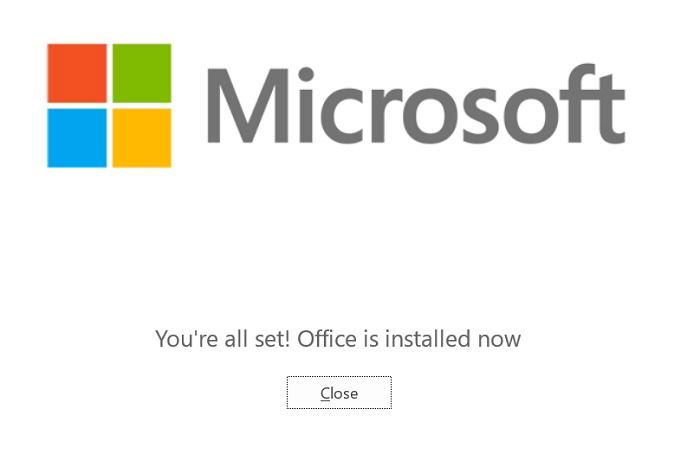 Успешная переинсталляция Office через Online Repair