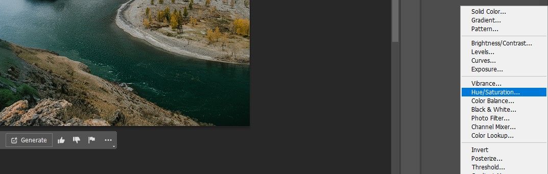 Шаг 1 Создайте корректирующий слой Цветовой тон Насыщенность в Photoshop Beta