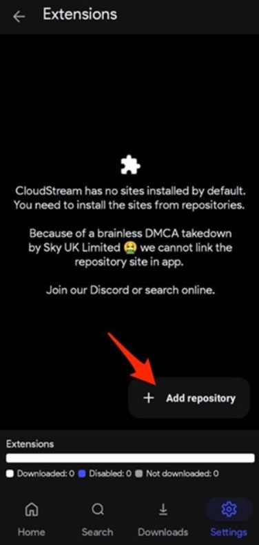 Добавление расширений в Cloudstream