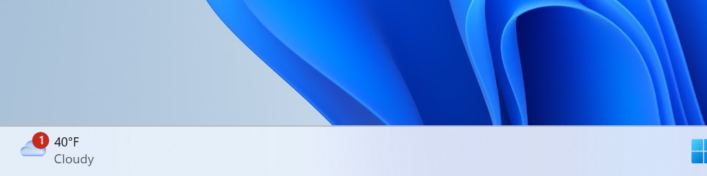 Виджет погоды слева на панели задач