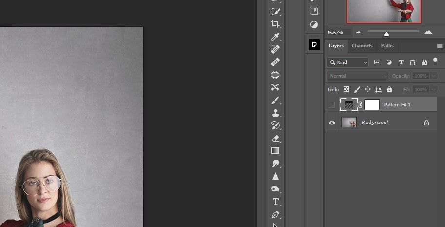 выключить видимость слоя Pattern