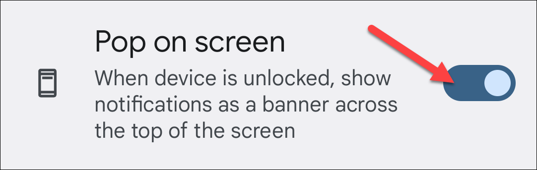 Переключатель «Pop On Screen» в настройках канала уведомлений — отключён.