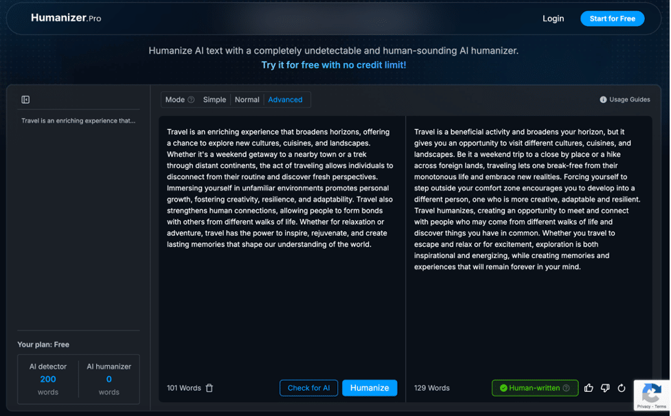 Скриншот humanized-версии, полученной через Humanizer.Pro