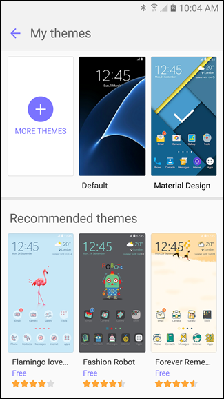 Список доступных тем в настройках