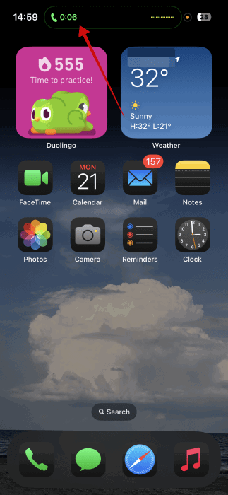 Dynamic Island во время звонка