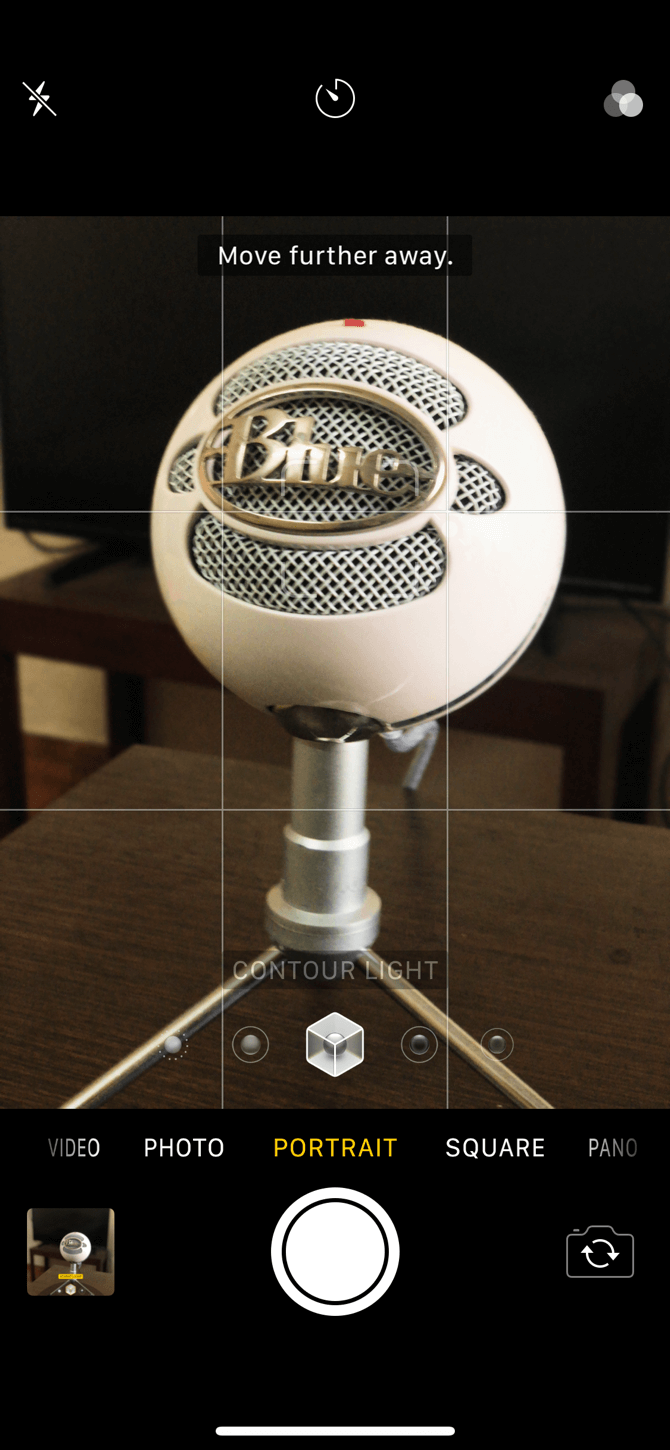 предупреждение «отойдите дальше» в портретном режиме