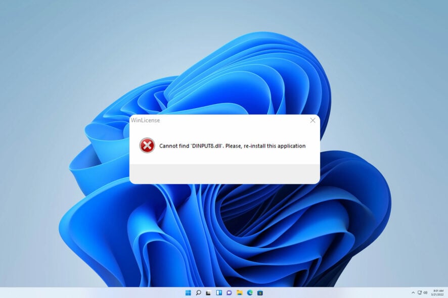 Исправить ошибку dinput8.dll в Windows 11