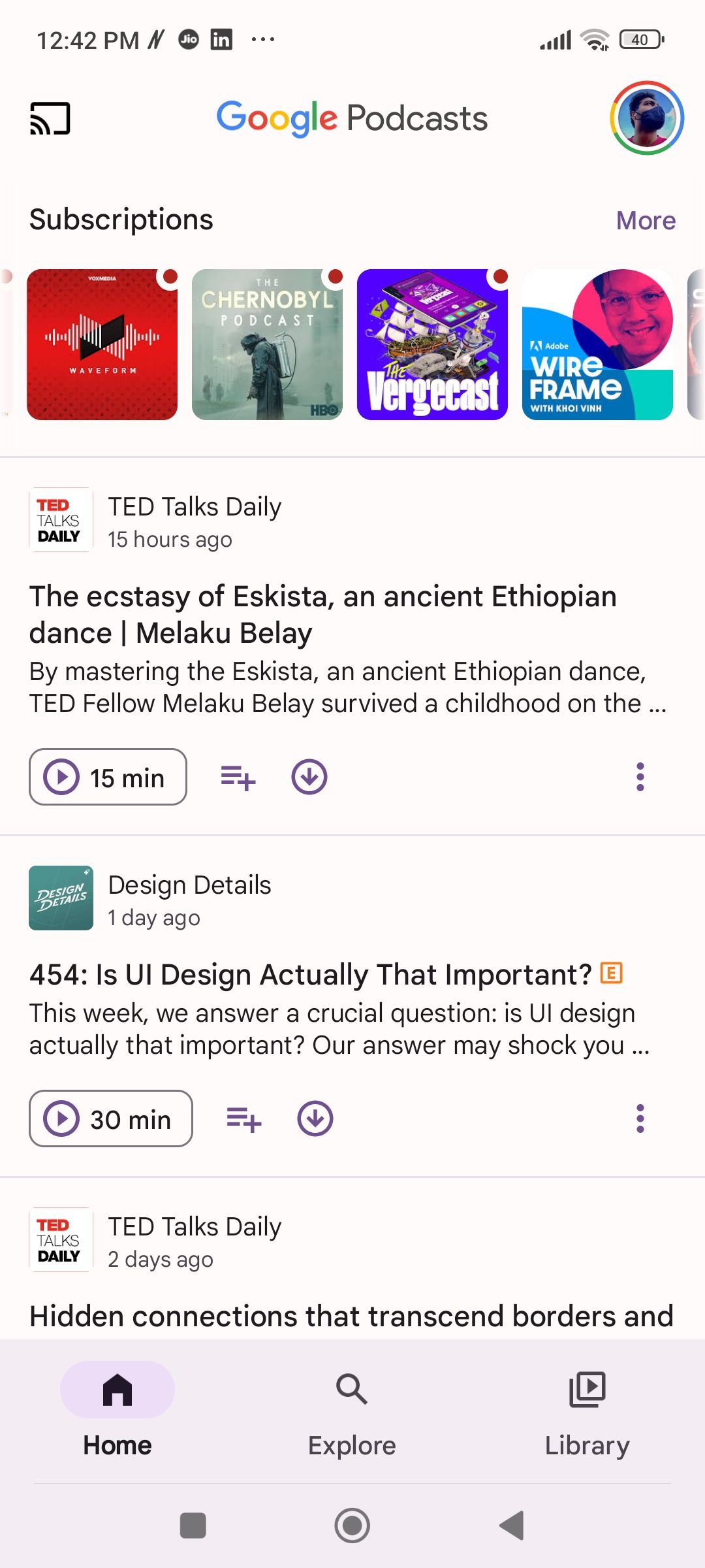 главная страница Google Podcasts