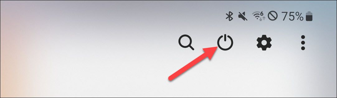 Нажмите значок питания