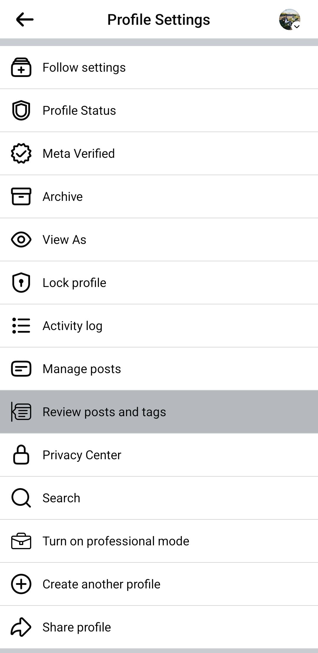 Опция «Просмотреть публикации и отметки» в Facebook