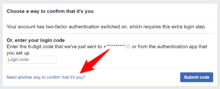 Выбор варианта «Нужен другой способ подтвердить вашу личность?»