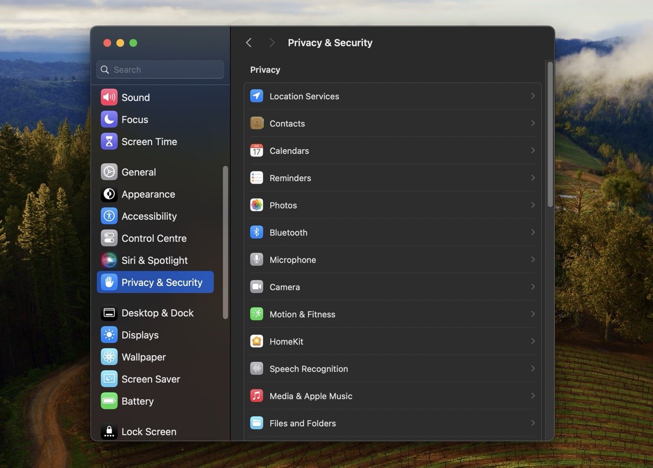 Настройки безопасности и конфиденциальности в macOS