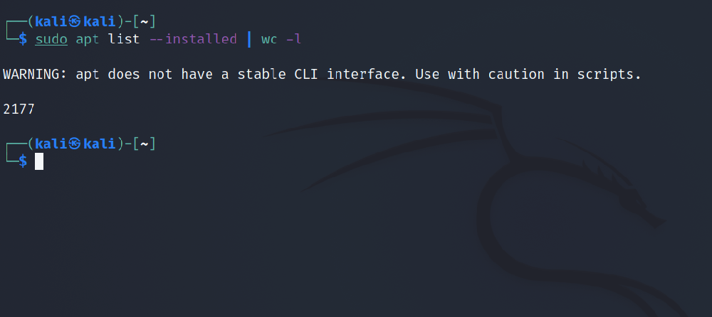 Подсчёт установленных пакетов с помощью wc -l
