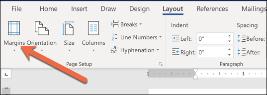 Кнопка 'Поля' во вкладке 'Макет' в Word