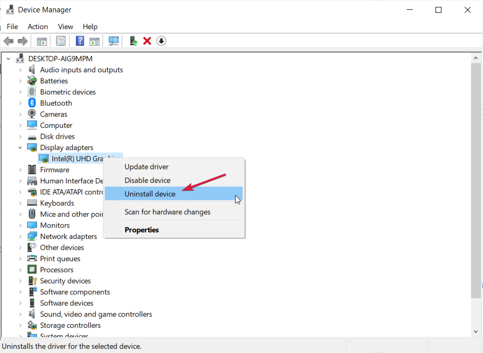 удаление адаптера видеокарты