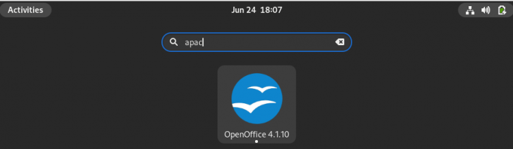 Значок OpenOffice в меню Activities