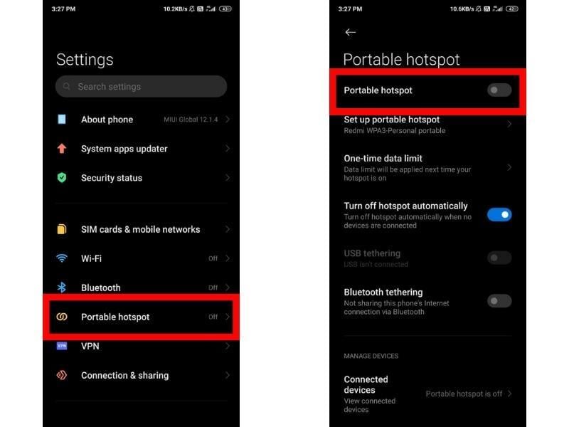 включение мобильной точки доступа на miui