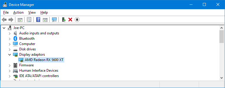 Окно Диспетчер устройств с разделом Видеоадаптеры