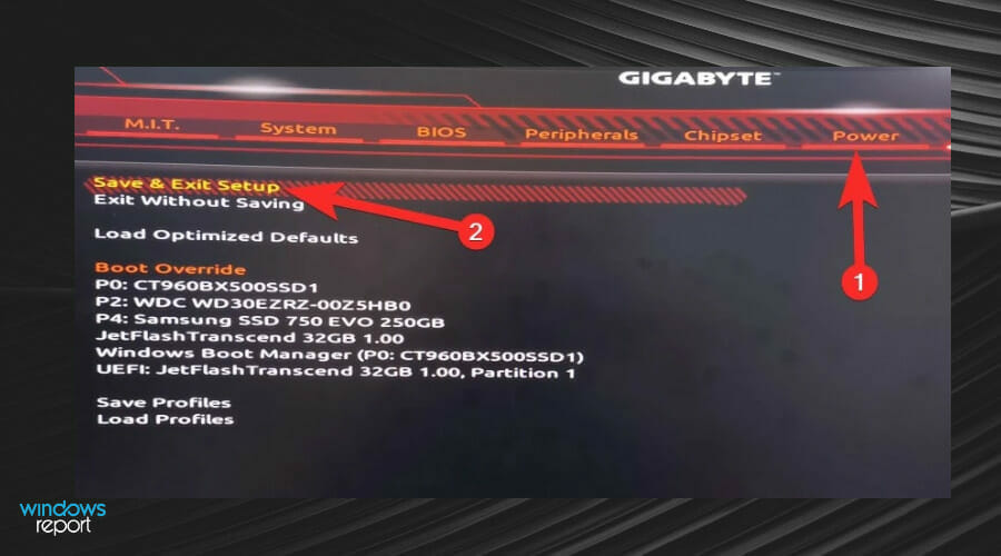 Сохранение настроек и выход из BIOS