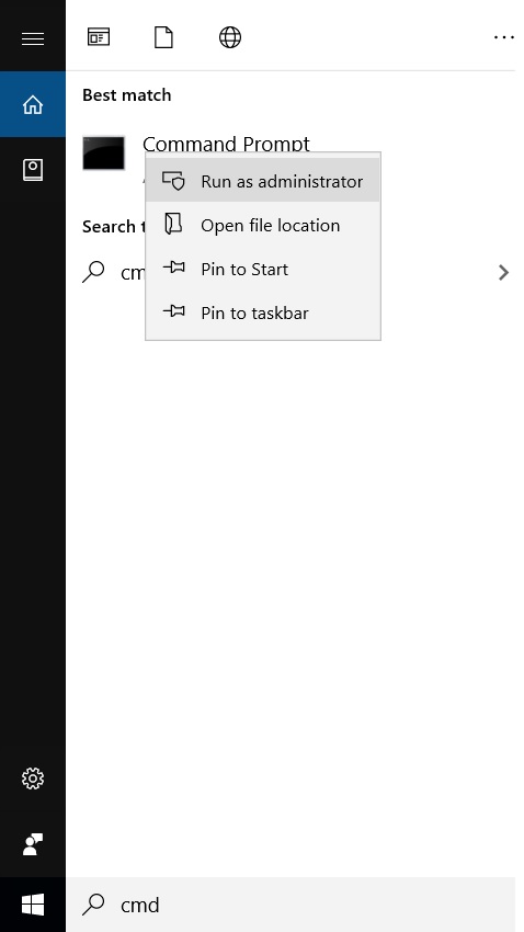 Окно командной строки с правами администратора
