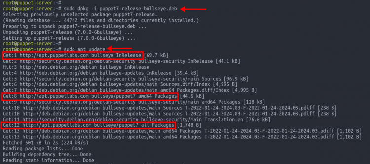 Добавление репозитория Puppet на Debian 11 — вывод команд