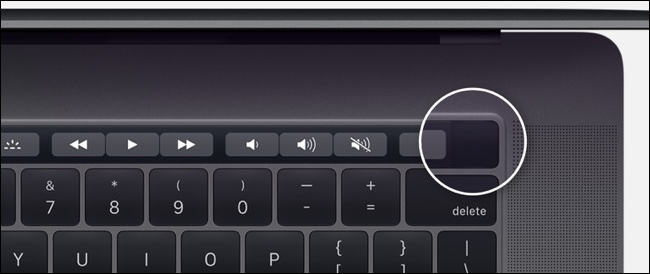 Кнопка питания/Touch ID на MacBook Pro с Touch Bar.