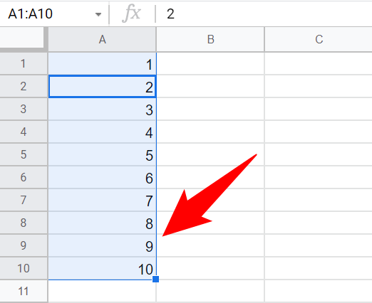 Результат заполнения чисел.