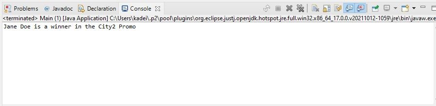 Победитель акции в городе 2 — вывод в консоль