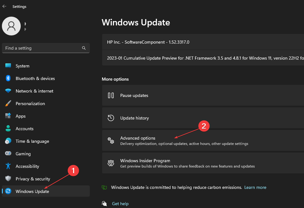 Параметры обновления Windows — дополнительные параметры
