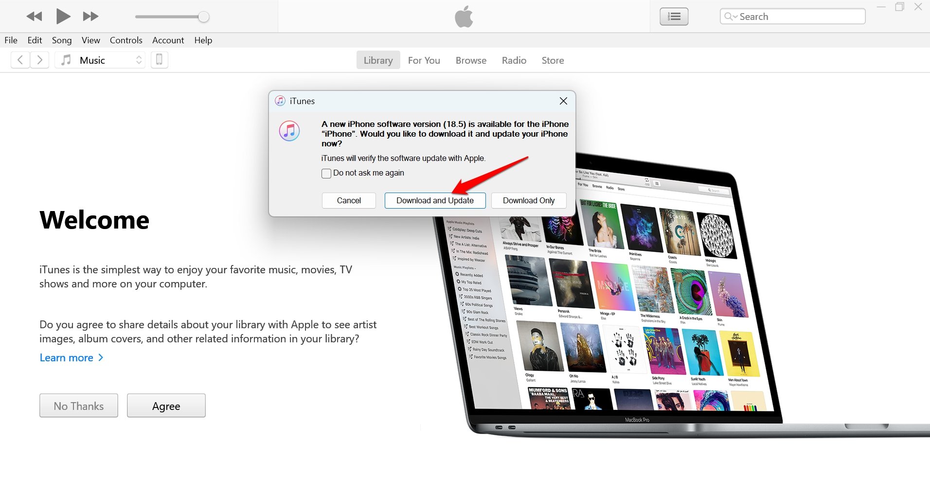 how to update iOS from iTunes