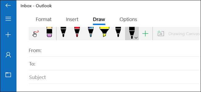Рисовать в письмах Windows 10 Mail