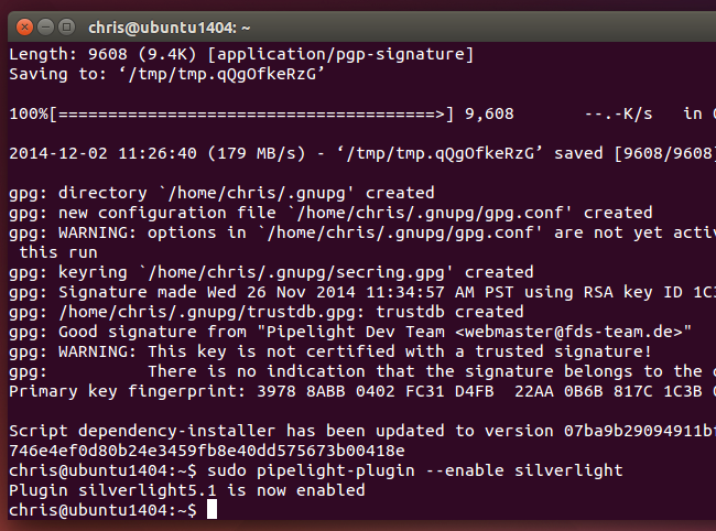 Установка Pipelight и загрузка Silverlight в фоне