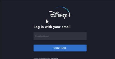 Страница входа Disney Plus в браузере