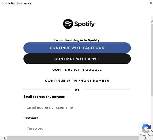 Spotify のログイン画面を示すスクリーンショット