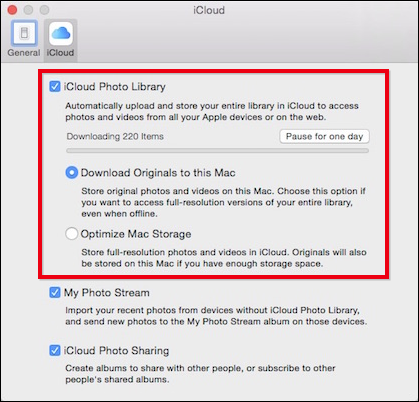 Выбор способа хранения: загрузить оригиналы или оптимизировать хранилище